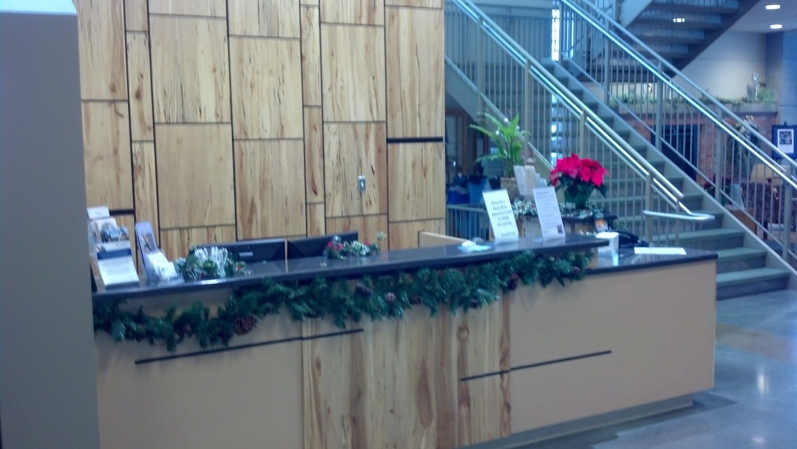Spalted birch wall panels in a commercial lobby